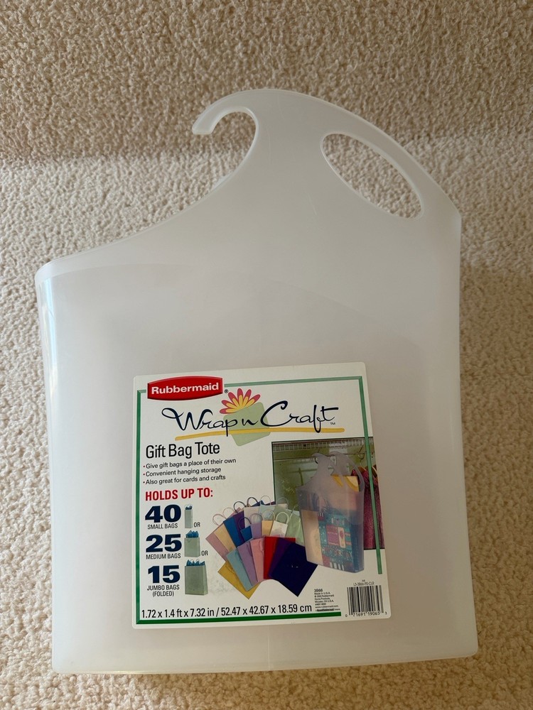Rubbermaid Wrap N Craft Gift Bag Tote Organizer Holder Hanging Tall Wrapping