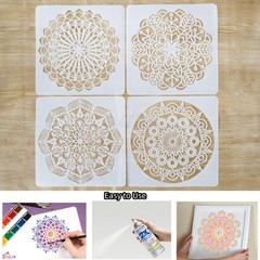 Ornaous 9Pcs Plastic Reusable Mandala Stencils for Painting, large, white