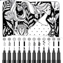 12 Pack 12 Sizes Calligraphy Brush Pens Hand Lettering Pen Markers for Drawing