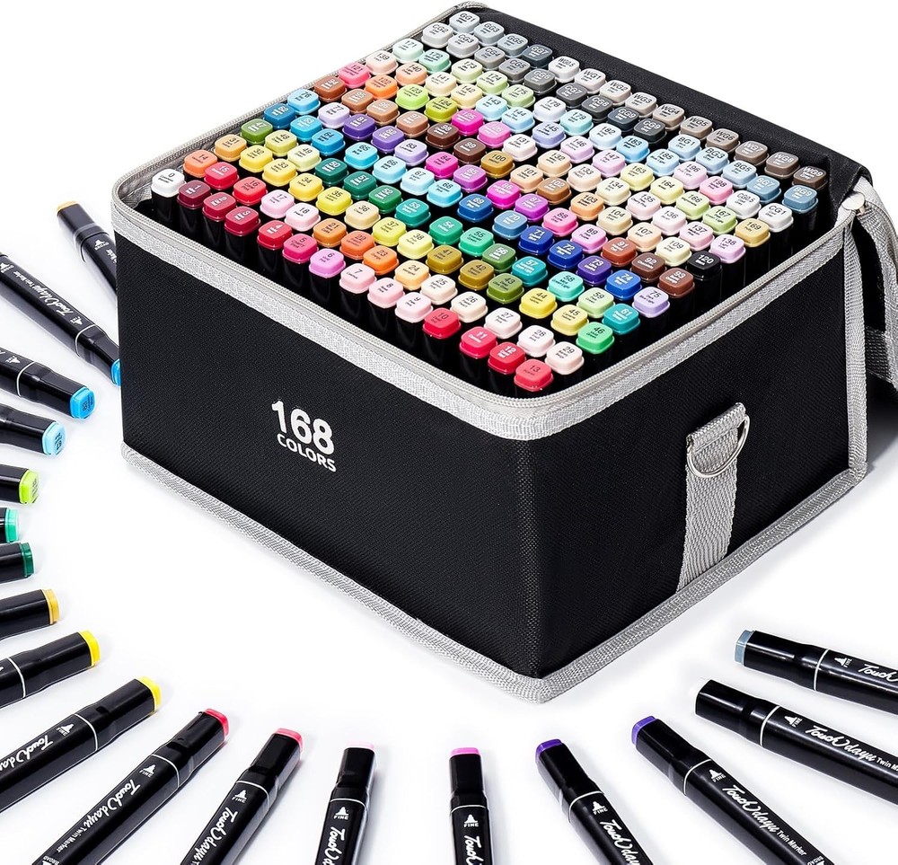 168 Colors Alcohol Markers Set Dual Tip Fine & Chisel Professional Art Marker…