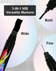 Fansarriche Acrylic Paint Markers, 15Mm Jumbo Felt Tip, Black and White Colored