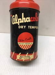 Vintage Alphacolor dry tempera powder Magenta mostly full red lid