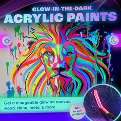 Glow in The Dark | Luminescent | Phosphorescent | Self-Luminous Paint – Set of 8