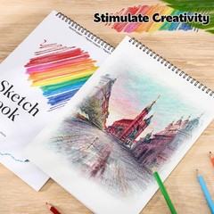 4 Pack Sketch Book, 9 x 12 Inch Sketchbook, 68lb/100gsm Spiral Bound Sketch P…