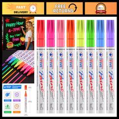 8 Colors Neon UV Paint Markers – Oil-Based, Waterproof Medium Tip Pens for Art,