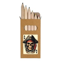 6 x ‘Pirate Skull Ace Of Spades’ Short Colour Pencils (PE00081240)