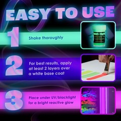 Glow in the Dark Paint – Set of 8, 20 Ml Reflective Acrylic Paints for Outdoor