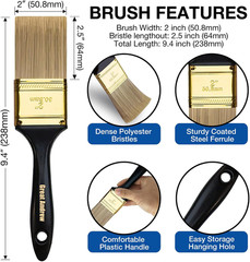 Great Andrew Paint Brushes, 10 PCS 2″ Bulk Paint Brush Pack Multi use, Flat Pain