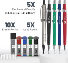 Art Mechanical Pencils Set Metal Drafting Sketching Drawing Pencil Artist Tools