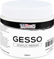 White Gesso Primer – 16.9Oz (500Ml) for Oil & Acrylic Paint – Superior Coverage,