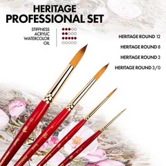 Princeton Artist Brush Co. Heritage 4pc Synthetic Set of Sable Watercolor Bru…