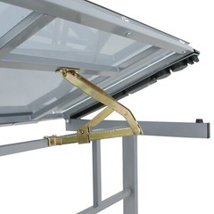 Adjustable Drafting Table Art Desk Drawing Table Glass Tabletop w/2 Slide Drawer