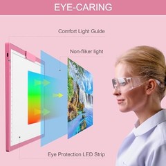 A4 Copy Tracing Light Pad with Type-C Port, Ultra-Thin Diamond Painting Pink