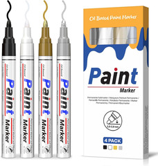 Paint Markers 4 Colors Oil Based Paint Pens – Gold, Silver, Black & White Perman