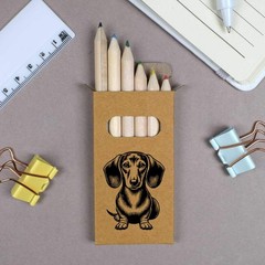 6 x ‘Dachshund’ Short 85mm Pencils / Coloured Pencil Set (PE00067450)