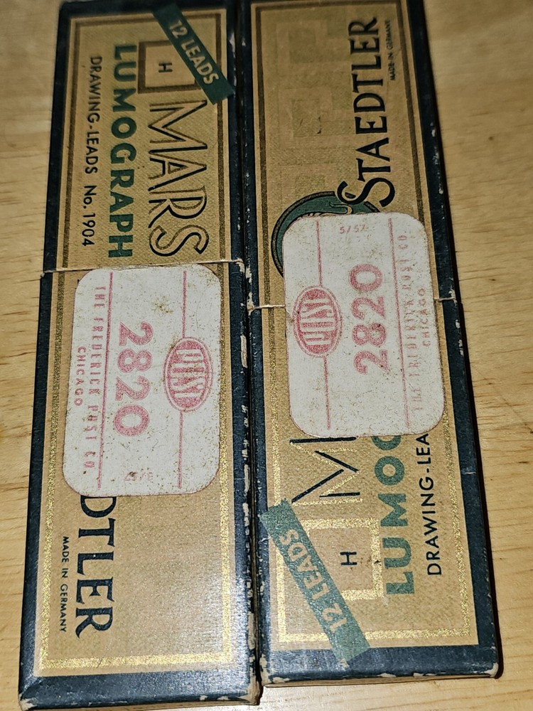 2 Vintage 1930s ? H Mars Lumograph 12 Leads Staedtler Made in Germany 1904 H