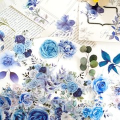 100 Pcs Flower Stickers, Wildflower Stickers for Scrapbooking Junk Journal Blue