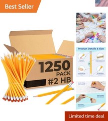 Pencils Bulk, 1250 Pack, Yellow Pencils Set, Pre Sharpened HB, Back to School…