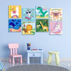 CONDA 12 Pcs Pre Drawn Canvas to Paint 6×6 inch,12 pcs, Animal