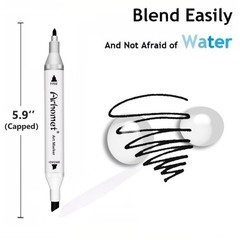 6pcs Black Alcohol Markers Set, Dual Tips Art Markers Drawing Sketched Double