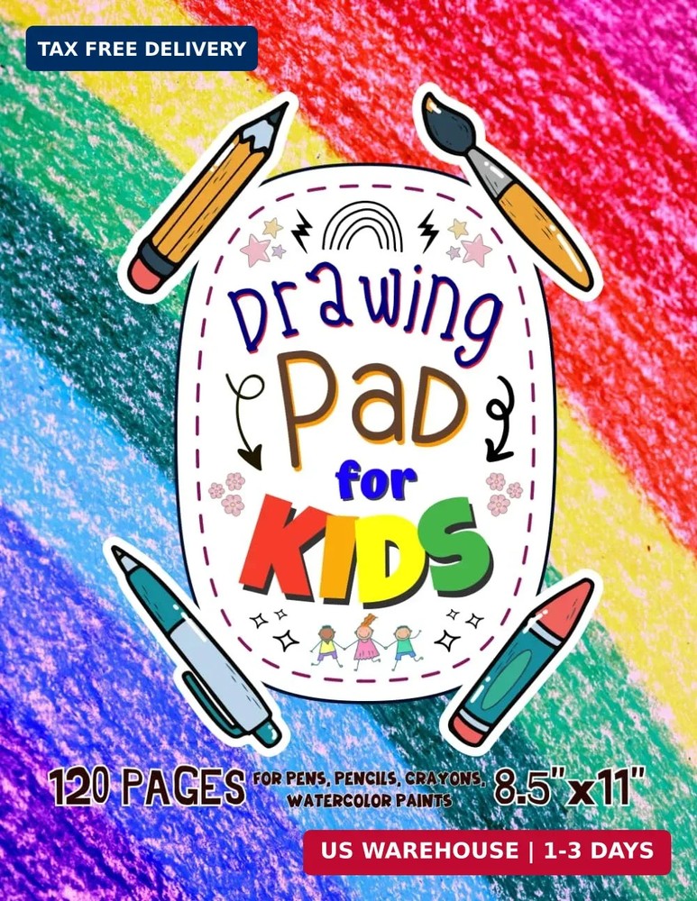 Drawing Pad For Kids: Blank Paper Sketch Book for Drawing Practice. 120 Pages 8.