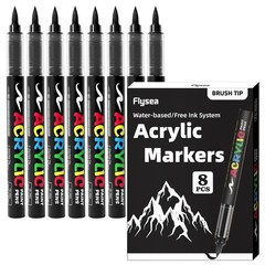 Black Paint Pens, 8 Pack 0.7Mm Acrylic Black Permanent Marker ,White Paint Pens