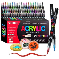 12 24 36 48 60 Colors Acrylic Paint Markers Brush Tip Art Craft Pens