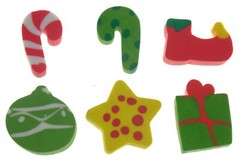 Whimsical Christmas Erasers Lot 98 Holiday Candy Cane Present Gift Party Favor