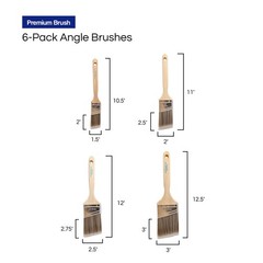 Pro Grade – Paint Brushes – 6 Pack Variety Angle 6Pk Angle, Multicolor
