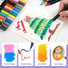 Acrylic Paint Markers 48 Colors, Acrylic Paint Pens with Brush Tip and Fine T…