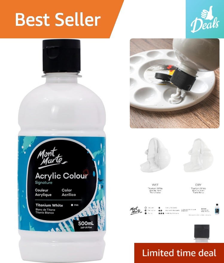 High Viscosity Titanium White Acrylic Paint, 16.9oz – Perfect for All Surfaces
