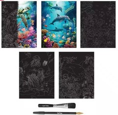 Brea Reese OCEAN WORLD Scratch Art Paper Pad 9″ x 12″ NEW