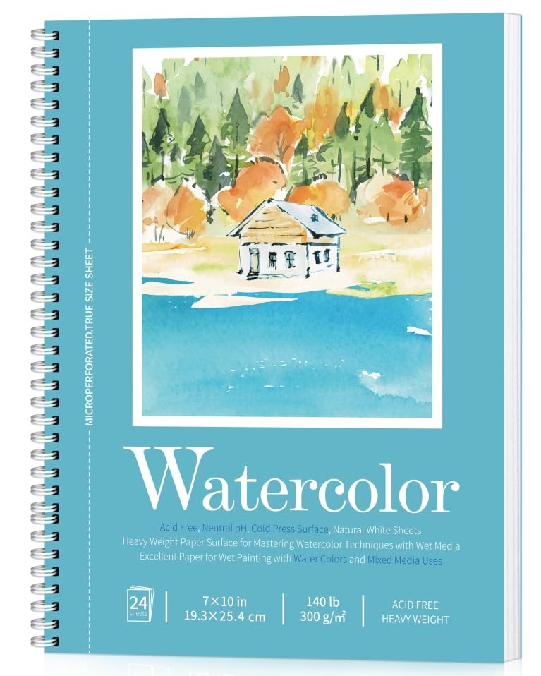 Watercolor Paper Pad, Sketchbook 7″ x10” 7×10inch, White
