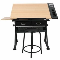 Adjustable Drawing Table Craft Draft Stage Platform W/ a Matched Premium Stool