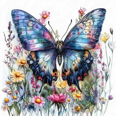 Butterfly Paint by Numbers Kit for Adults Beginner,Wild Flowers Adult Paint b…