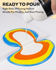 High-Flow Acrylic Pour Paint Kit with Canvas – 14 Colors for Endless Creativity
