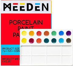 MEEDEN 22-Well Ceramic Watercolor Palette, Rectangle Porcelain Artist Paint Pale