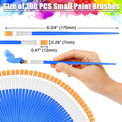 100Pcs Small Paint Brushes Bulk, Anezus Flat Top Acrylic Classroom Brush for Kid