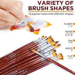 Artist Paint Brush Set 13pcs, Long Handle Oil Acrylic Paint Brushes, Watercol…