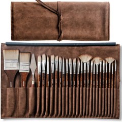 25 Pieces Paint Brushes, Expert Synthetic Nylon Bristles Paint Brush Kit with…