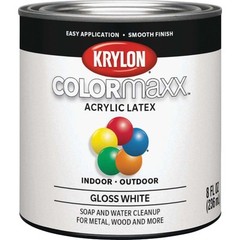 Krylon COLORmaxx Acrylic Latex Brush On Paint Gloss White 8 Fl Oz Pack of 1