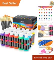 Complete 24-Color Acrylic Paint Set, Non-Toxic & Fade Resistant for Art Projects