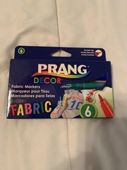 NIB Prang Decor 6 Fabric Markers Durable Tips Dixon Red Yellow Green Blue Black