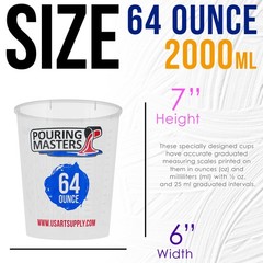 12 Pouring Masters 64 Ounce 2000ml Graduated Plastic Paint Mixing Cups, Measure