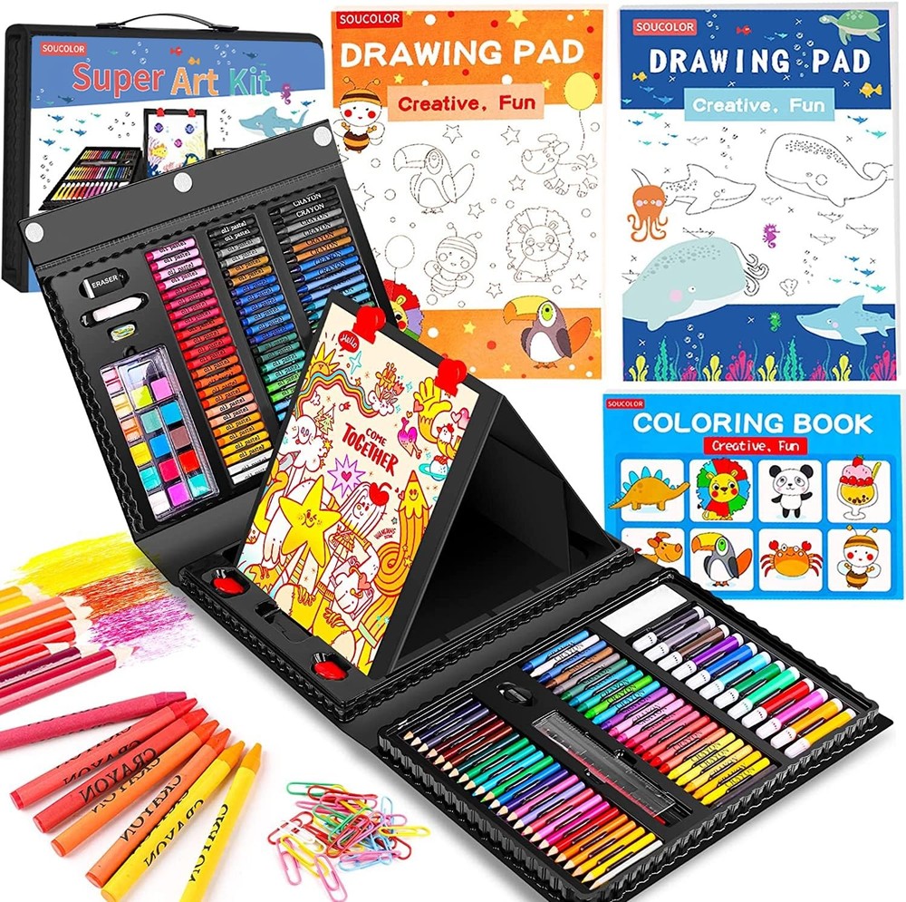 Soucolor Art Supplies, 283 Pieces Drawing Set Kits Small to Medium, Black