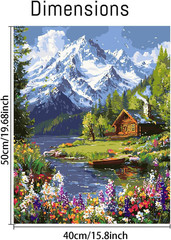 Mountain Paint by Numbers Kit for Adults Beginner, Cabin Adult Paint by Number K