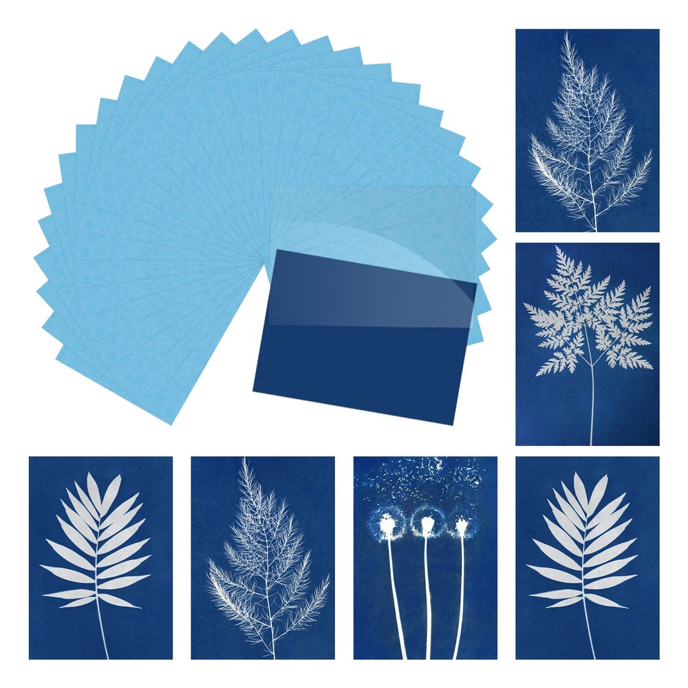 Cyanotype Paper,12 Sheet Sun Print Paper Blue Crafts with Board, 5.8×8.3″
