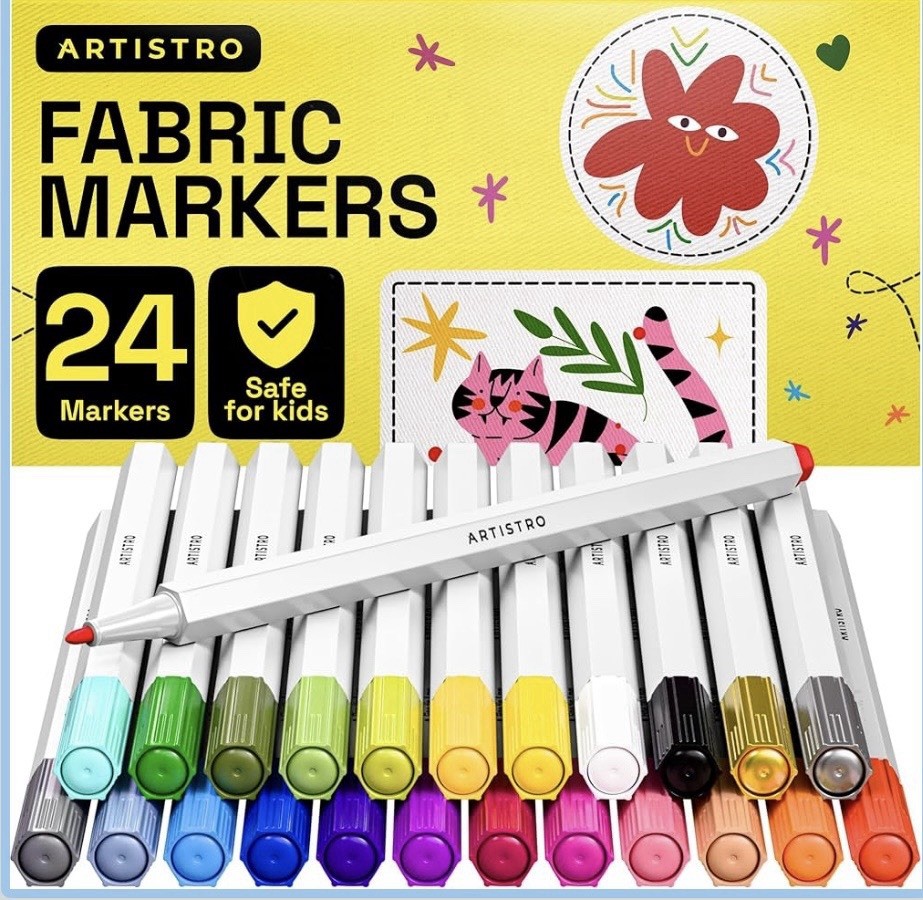 24 Dual-Tip Fabric Markers Fabric Decorating Kit Permanent for Clothes NIB