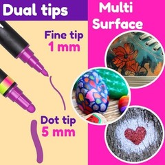 Acrylic Paint Markers Dual Tip (12 Pack) – Acrylic Markers Paint 6mm – 12 Pack
