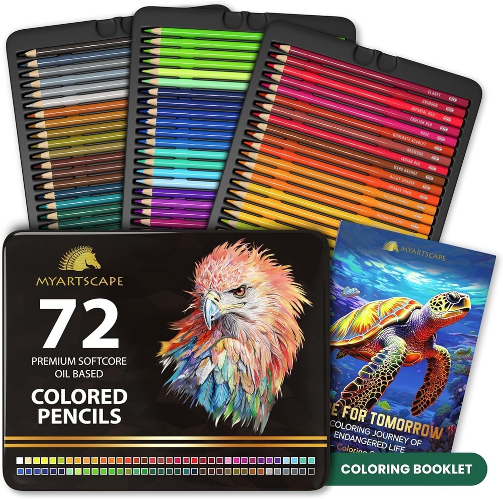 MyArtscape Oil Based Colored Pencils Set, 72 pcs Premium Color Pencils, Vibra…